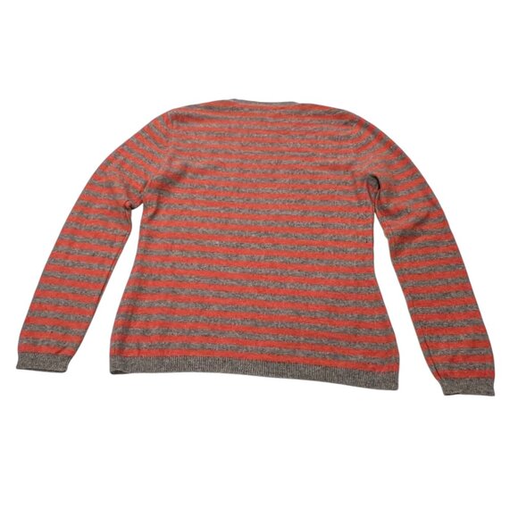 Country Shop Striped Cashmere Crew Sweater, Gray Orange, M - Picture 7 of 8